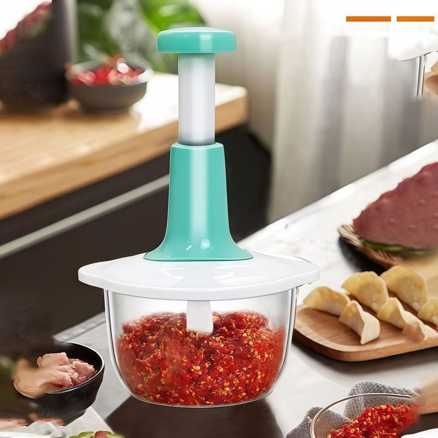 Manual Hand Push Chopper/ multifunctional Hand Pat Chopper And Mixer/press Cutter Vegetable Meat Grinder 1.5 Liter