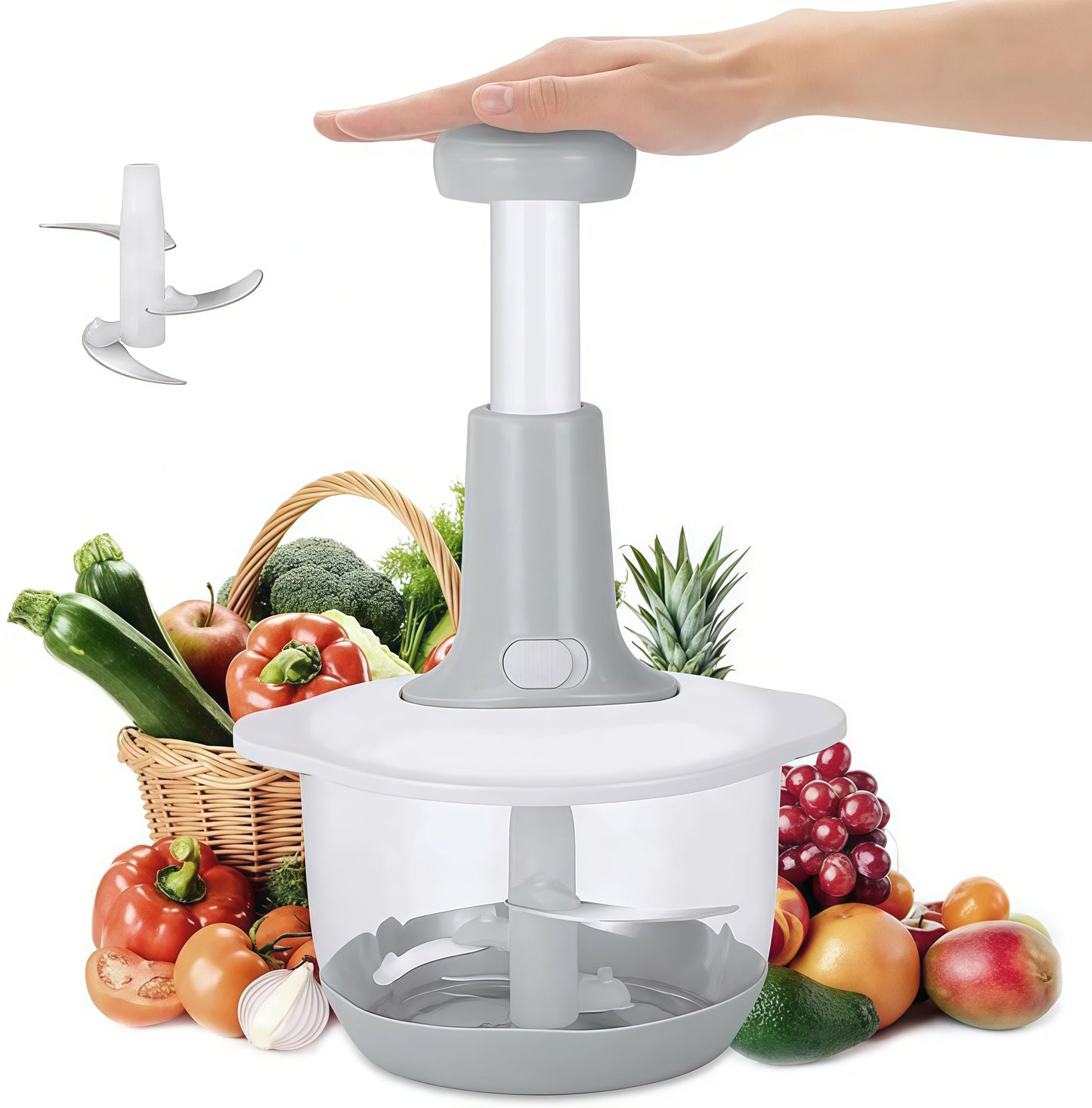 Manual Hand Push Chopper/ multifunctional Hand Pat Chopper And Mixer/press Cutter Vegetable Meat Grinder 1.5 Liter